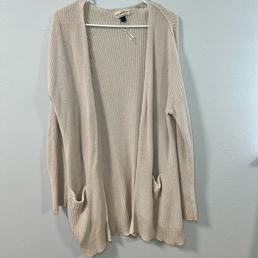 Cream Knit Cardigan Sweater